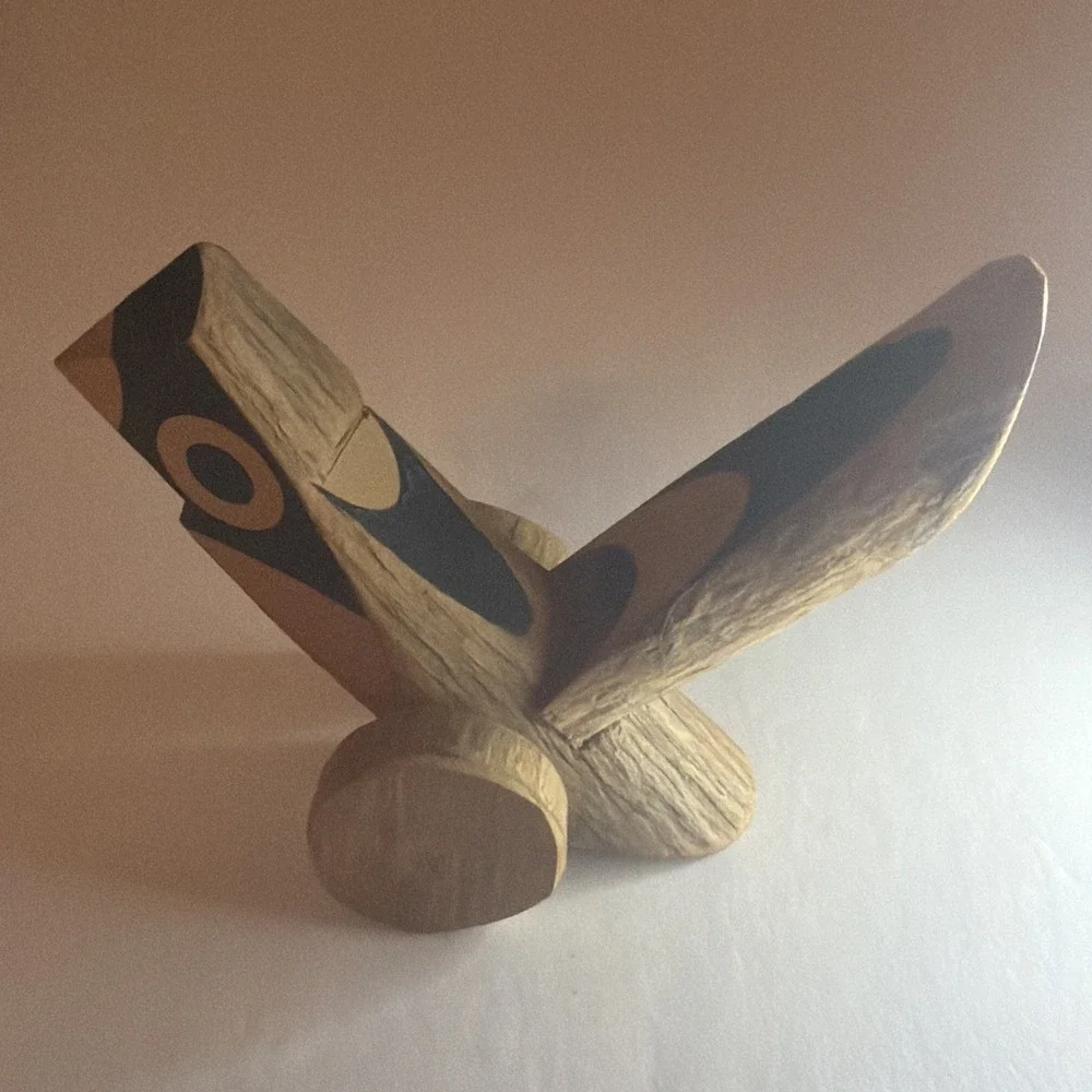 Kishima Japanese‎ Wooden Click Clack Bird Toy on wheels signed Japan Folk Art